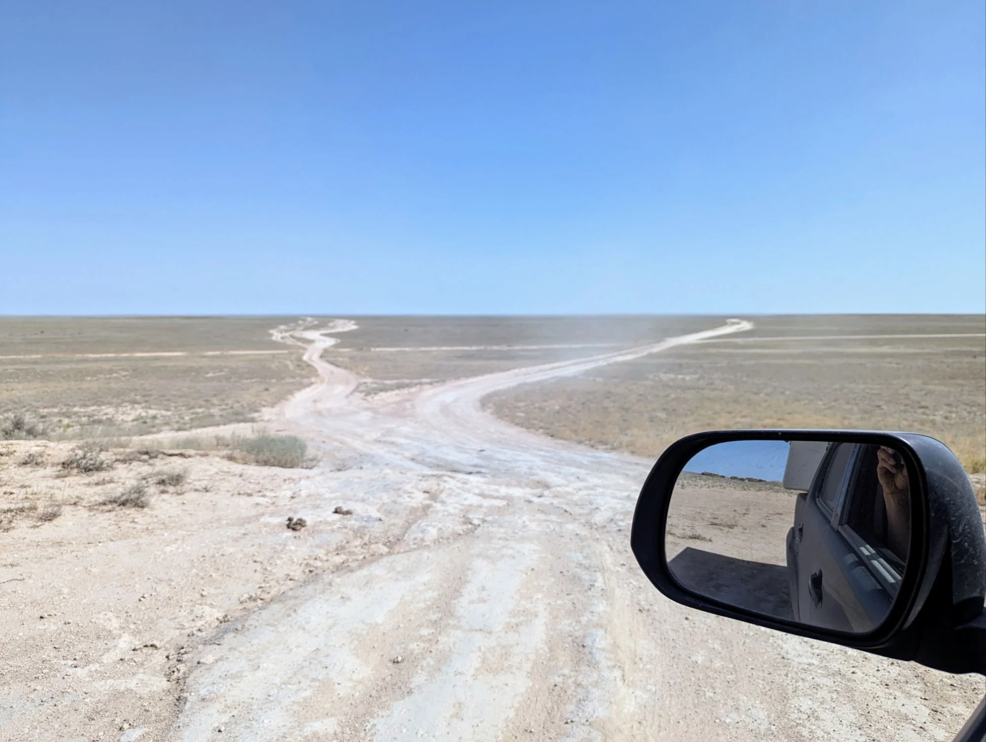 The vastness of our first offroad track in the steppe.