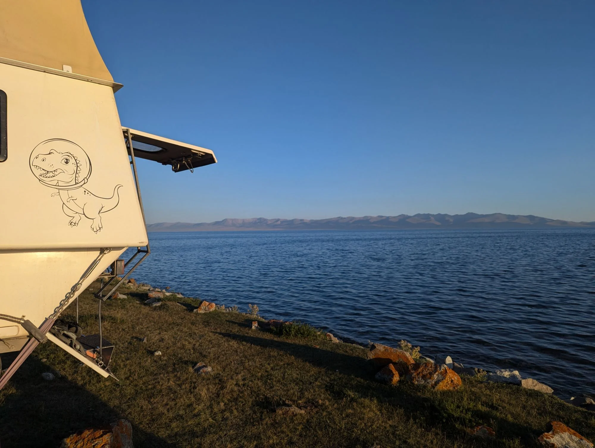 Dino had a good look at the lake.