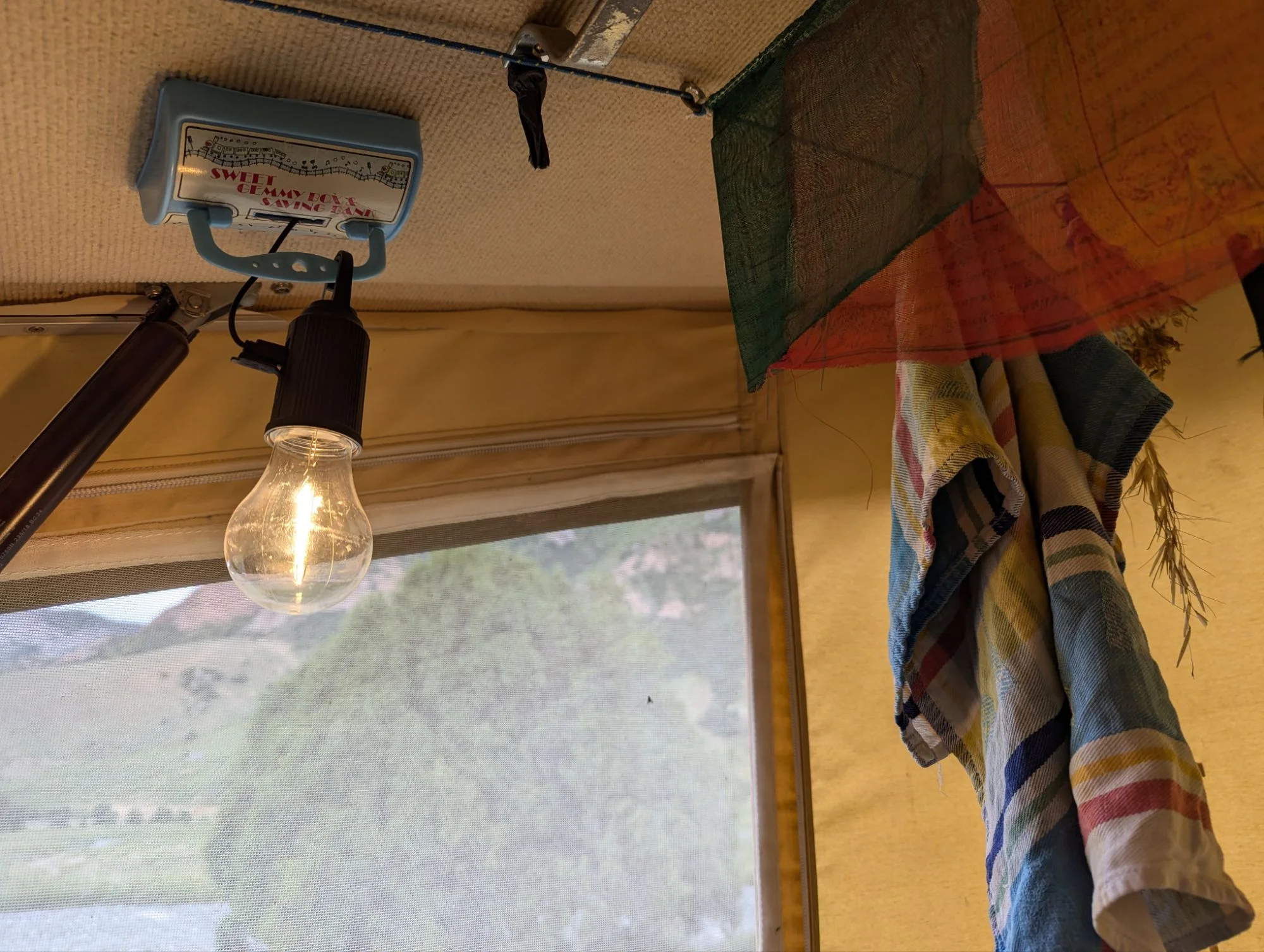 We installed the magical box. It was the lid of Racki&rsquo;s old gemmy box which she has had since she was a child. The magical box provides electricity and looks nice.