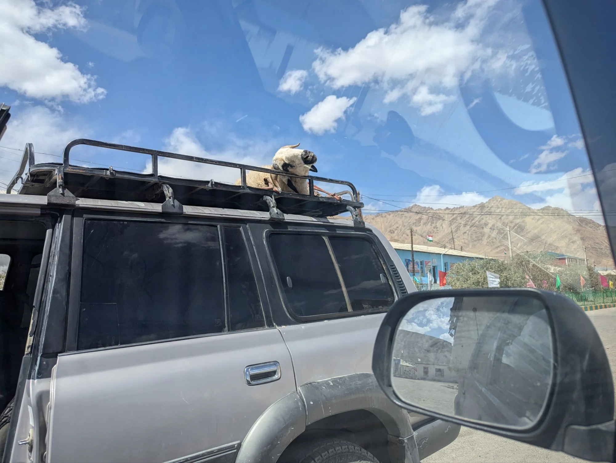 The ways the locals are transporting stuff and animals are adventurous. After some years of traveling, cows and horses on small transporters became pretty common. Although it got a place in the sun, this sheep seemed to be not so happy tied to the roof rack of one of the offroad taxis. Most of the cars on the secondary roads/ tracks were some kind of offroad cars. Mostly Land Cruisers. And that&rsquo;s a pretty strong statement on the road/ track conditions. When even the locals don&rsquo;t go with the ordinary cars, it&rsquo;s a pretty strong indicator for the conditions. But the main roads, which we did not take so much were pretty good. Deep, deep potholes and some pretty broken sections, but absolutely driveable with all cars.