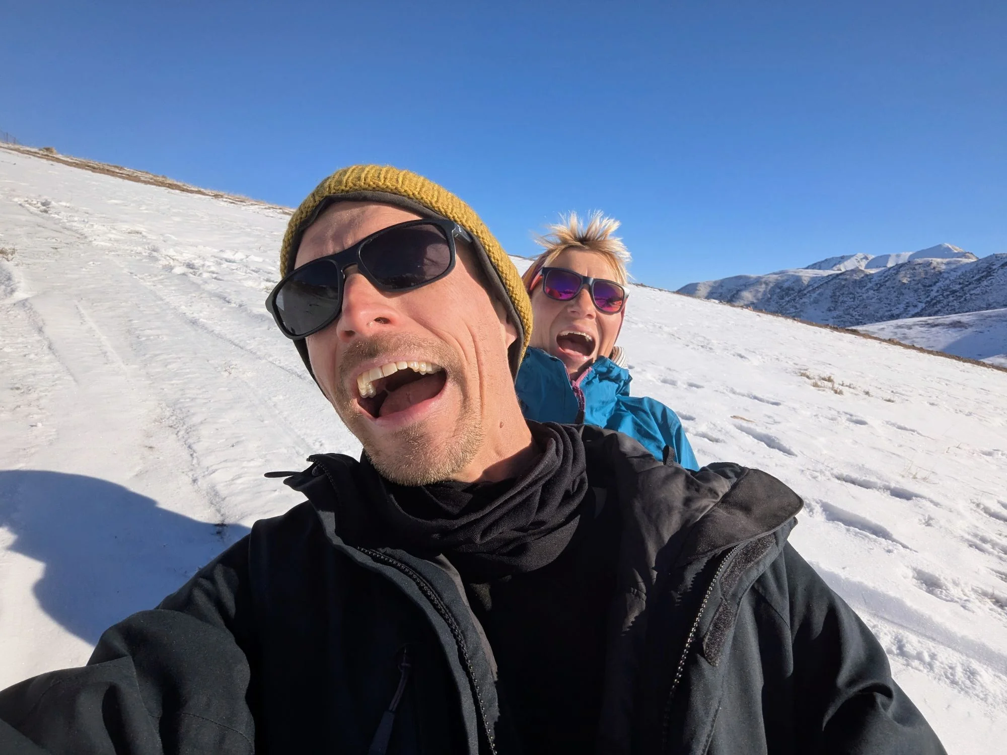 While waiting for more snow, we had fun with our slides.