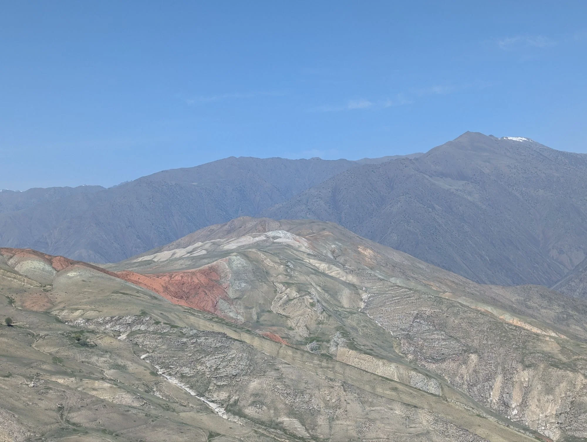 We went into the mountains and took a pretty high mountain pass to get into north/ central Tajikistan.  Finding a camp spot was not so easy that time. It took us about two hours of searching. But in the process we got in contact with a lot of villagers and finally we found a spot with a nice view.