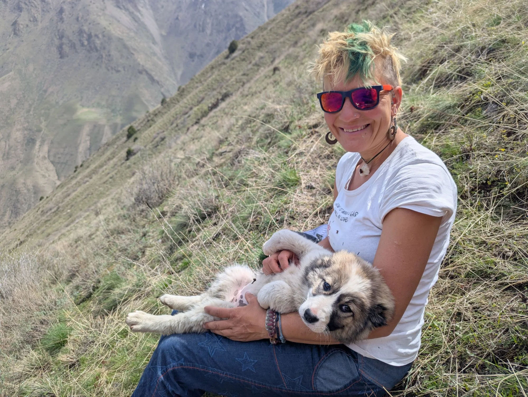 And this crazy happy puppy who pissed herself so happy she was to see us. It was a really crazy and absolutely cute on. After following us for a while her parents persuaded her to join them again. It was pretty funny. Here you can see our hike on Komoot.
