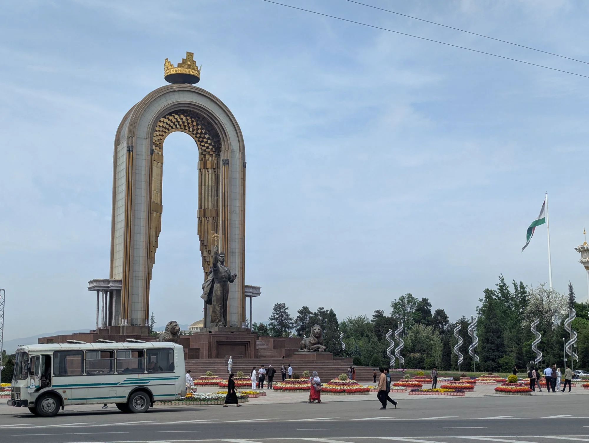 Our next destination was Dushanbe. It was a nice and slow paced city. We liked it. I think this photo looks like it could be from the 70s or 80s. Because of the old bus.