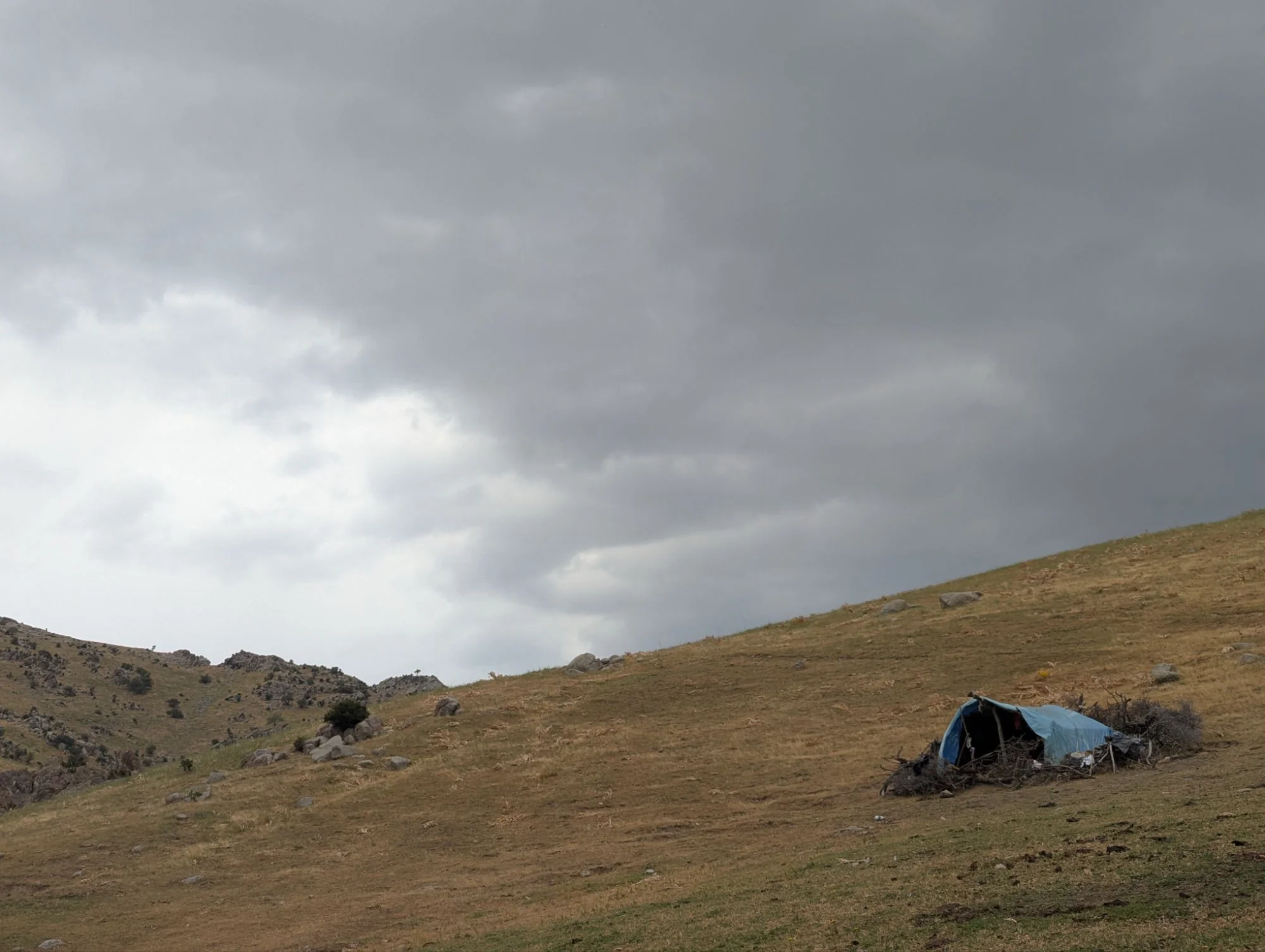 This is one of the summer camps the local shepherds and their families are using. Sometimes the men stay up in the mountains alone and sometimes their families are joining them. Here&rsquo;s our tour on komoot.