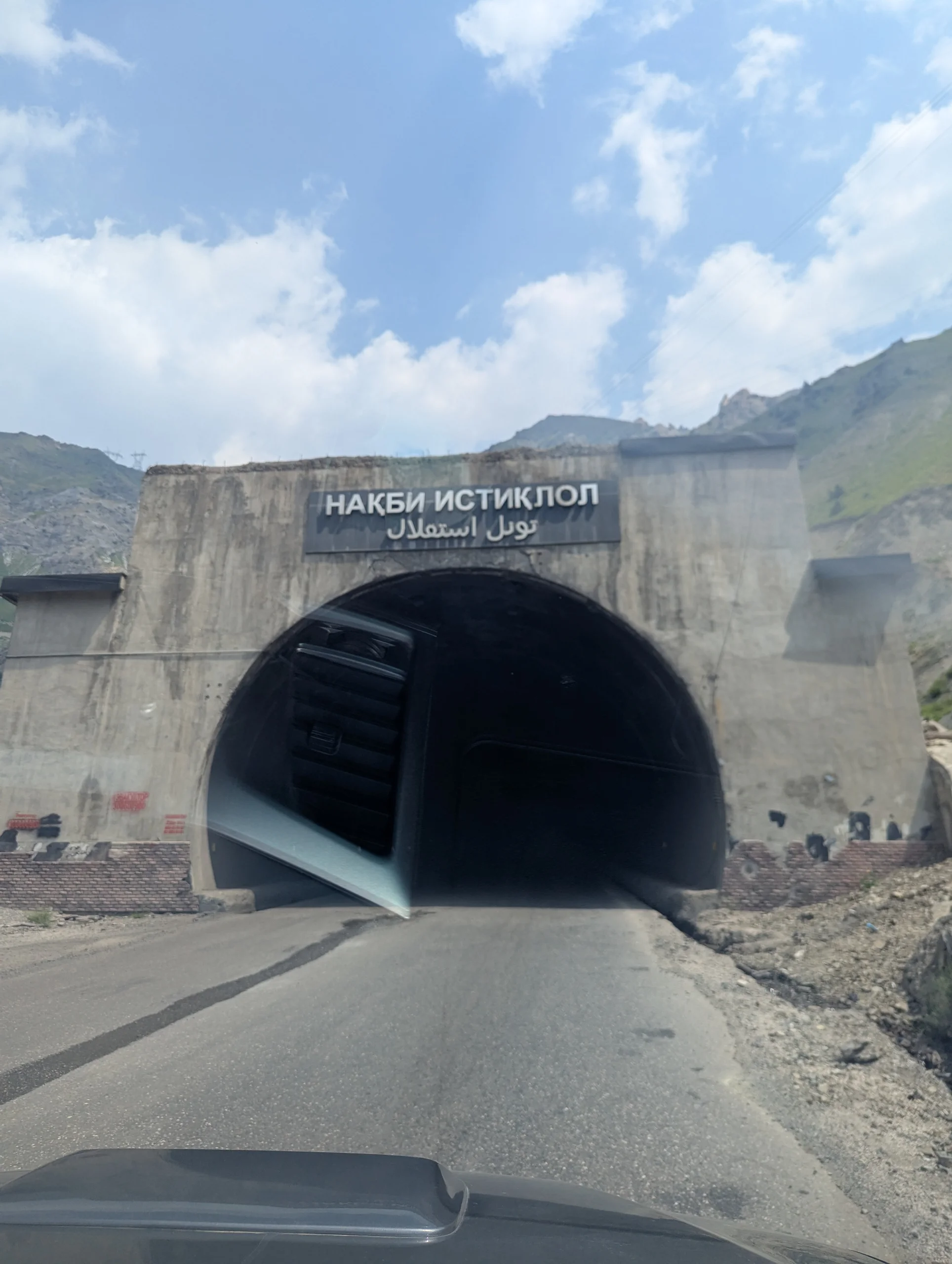We went north of Dushanbe and through the tunnel of death. Coincidentally the song &ldquo;Don&rsquo;t worry, be happy&rdquo; started playing on our radio when we entered it. It was funny. And they had started to fix and clean parts of the tunnel which made it less deadly. But still we could sometimes only see five meters ahead of Rosinante.