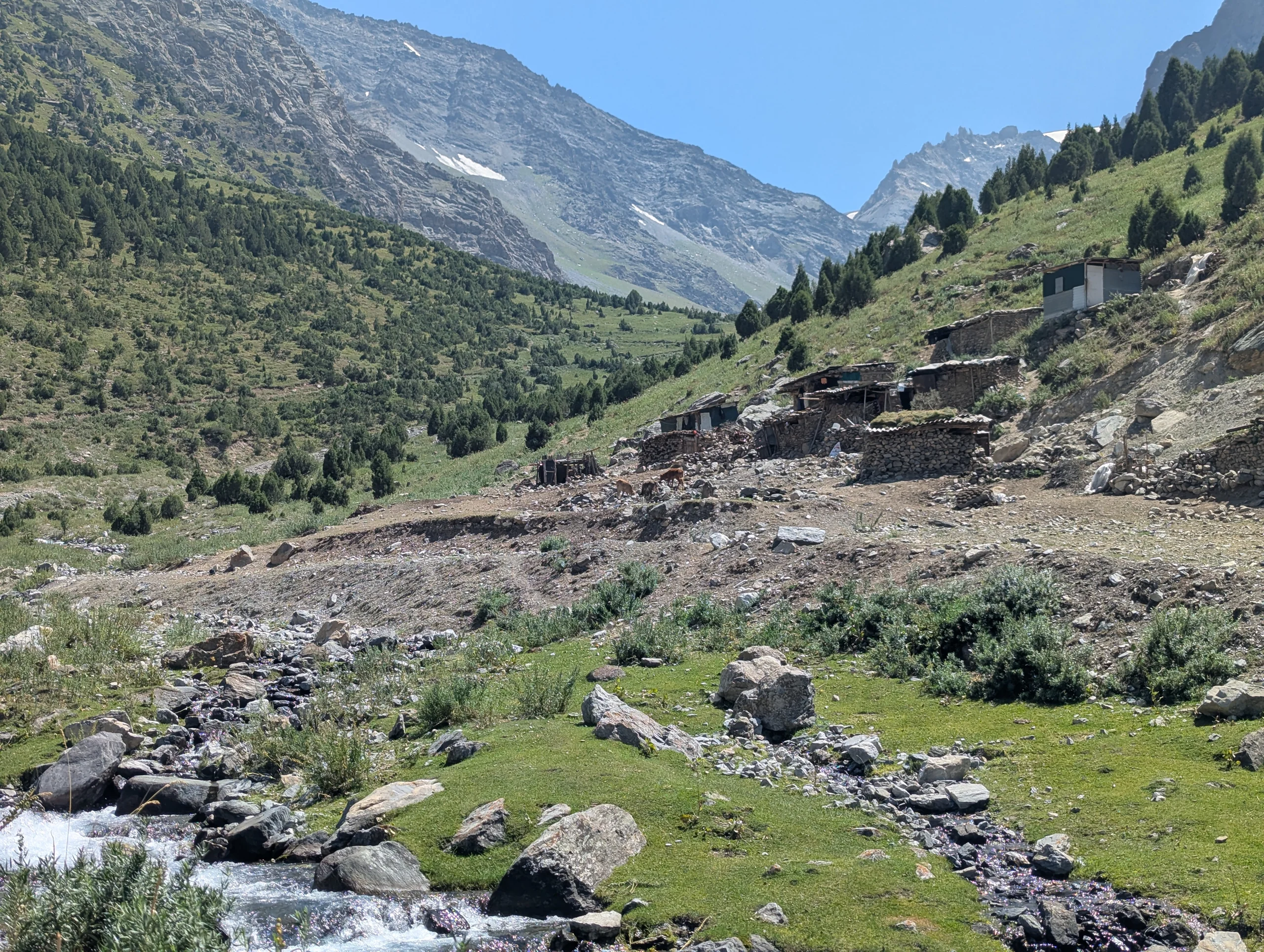 We went on and after driving a long time on bumpy off road tracks, we found a nice camp spot next to a river. From our camp spot, we started our next hike and met some locals at their summer camp.