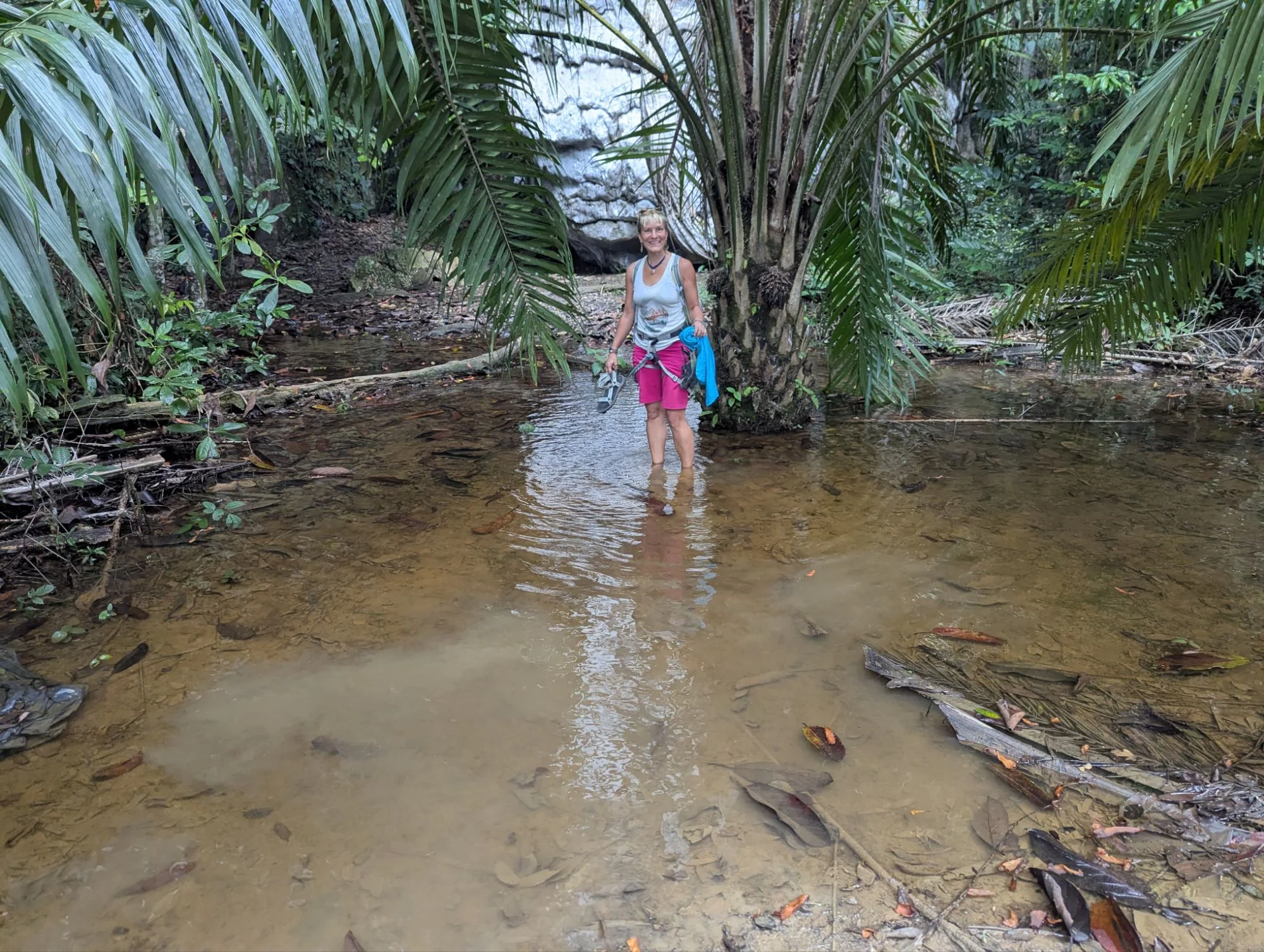 In the beginning of our time in Merapoh, the rain created some ponds we had to cross to reach the climbing routes.